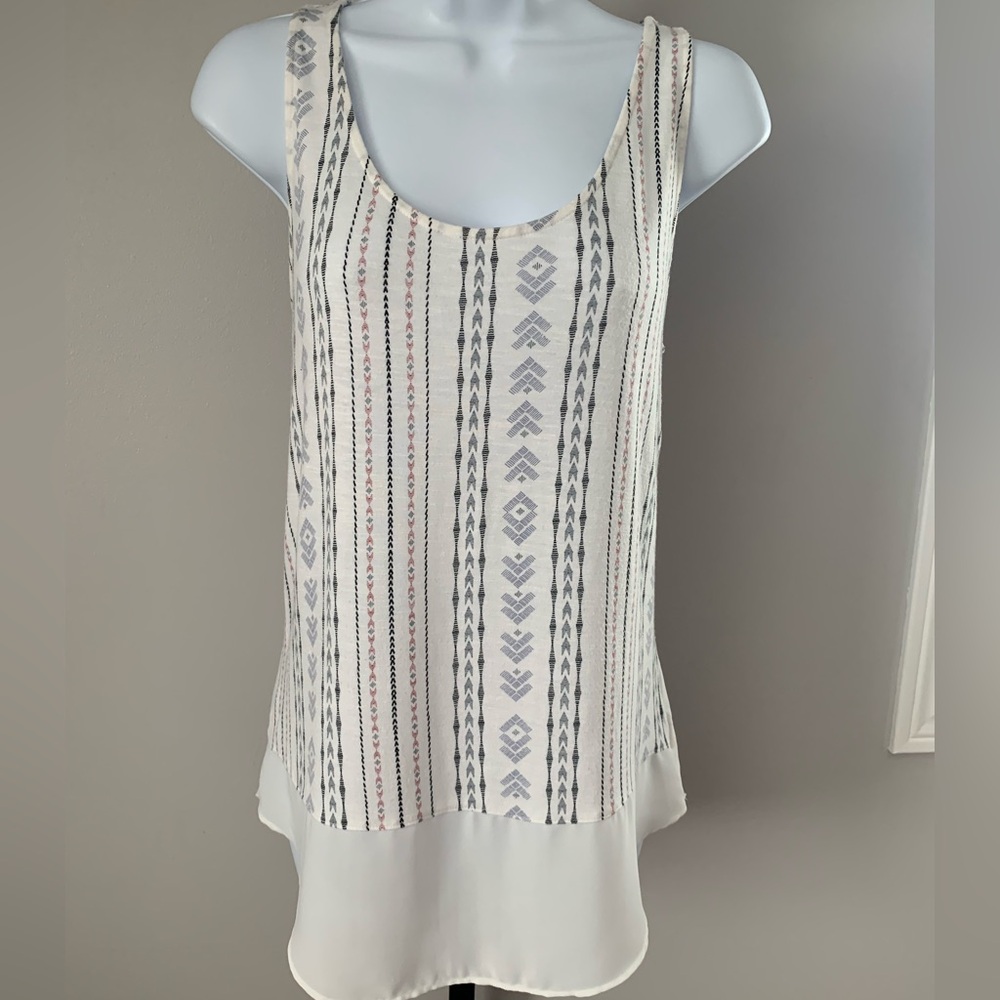 Maurices Ivory, Pink and Gray Tribal Print Tank Top